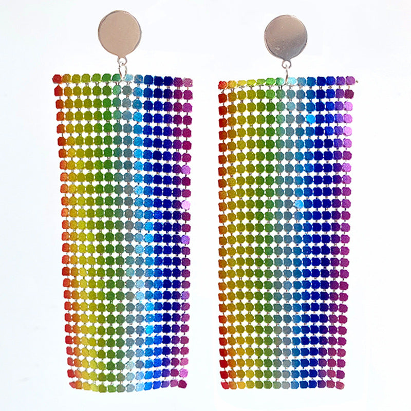 Wholesale 12pairs/pack American Flag Rainbow Leopard Print Metal Mesh Earrings